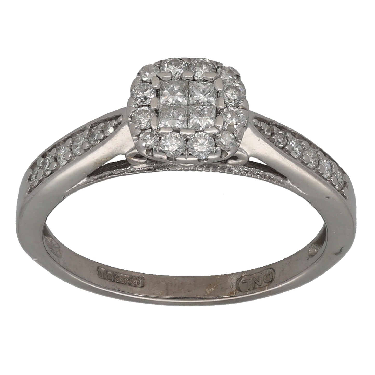 9ct White Gold 0.31ct Diamond Cluster Ring Size K