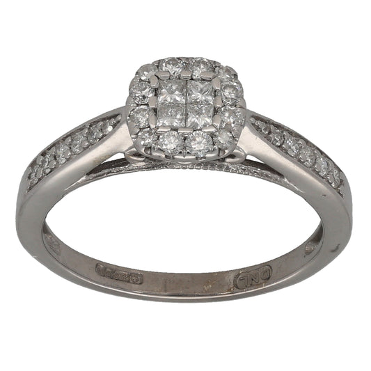 9ct White Gold 0.31ct Diamond Cluster Ring Size K