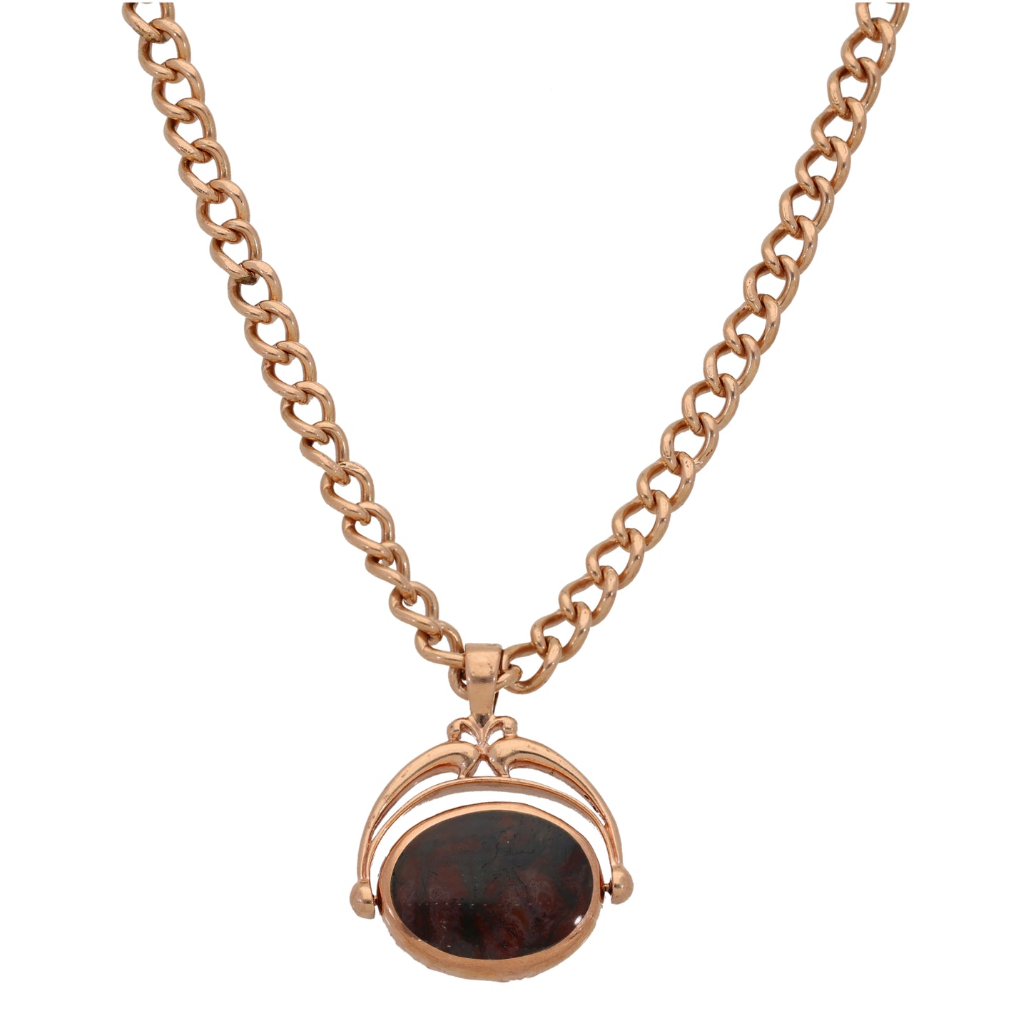 9ct Gold Agate Fob Pendant With Chain