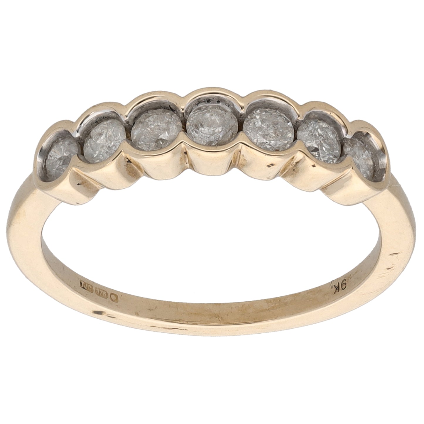 9ct Gold 0.49ct Diamond Half Eternity Ring Size O