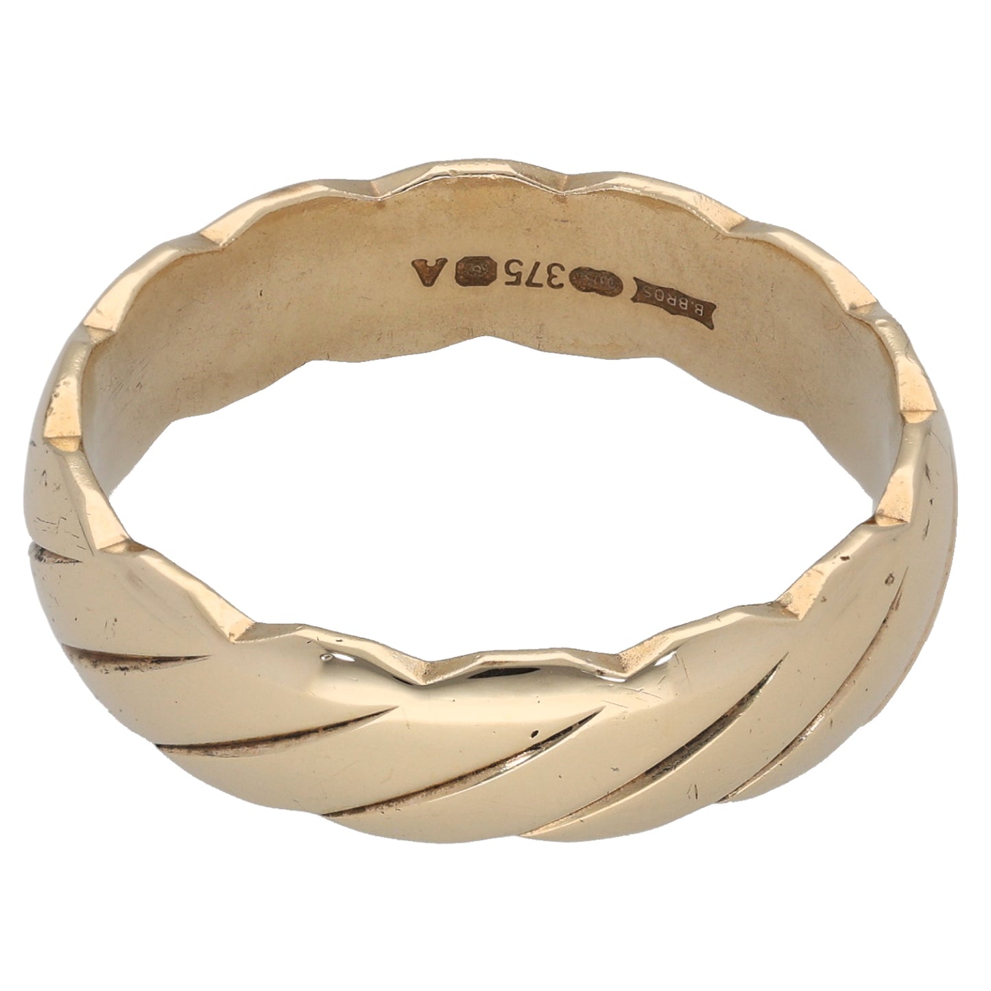 9ct Gold Patterned Wedding Ring Size W