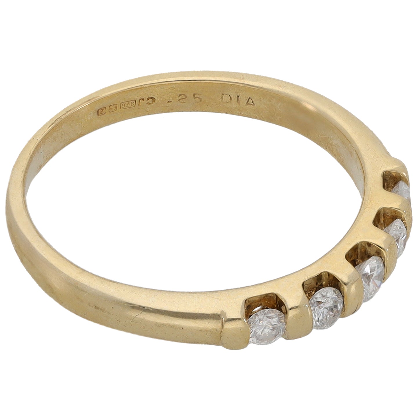 9ct Gold 0.25ct Diamond Half Eternity Ring Size M