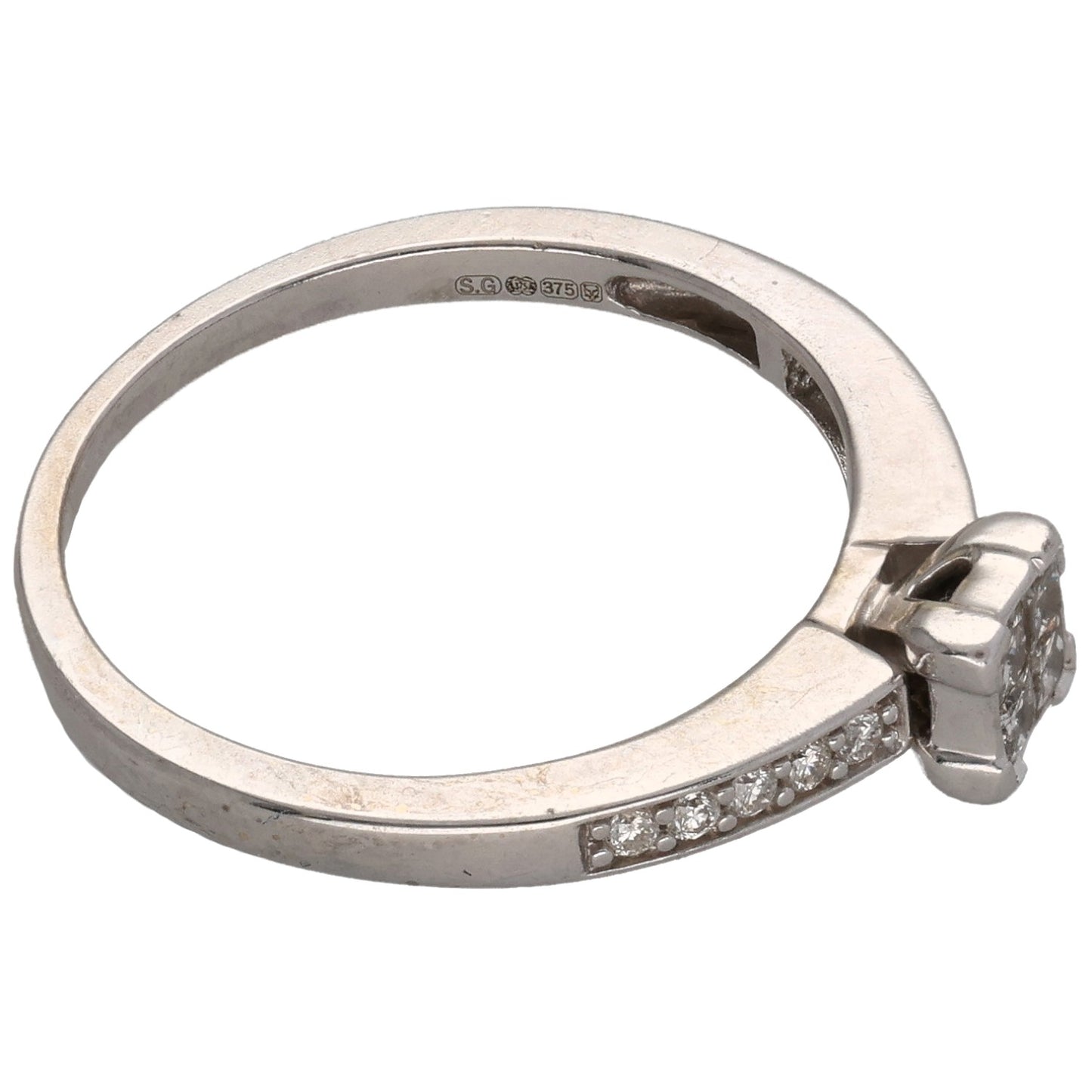 9ct White Gold 0.23ct Diamond Dress/Cocktail Ring Size O