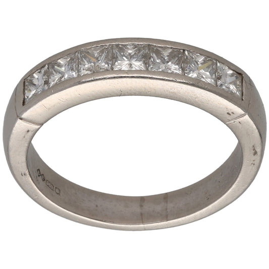 Platinum 0.84ct Diamond Half Eternity Ring Size P