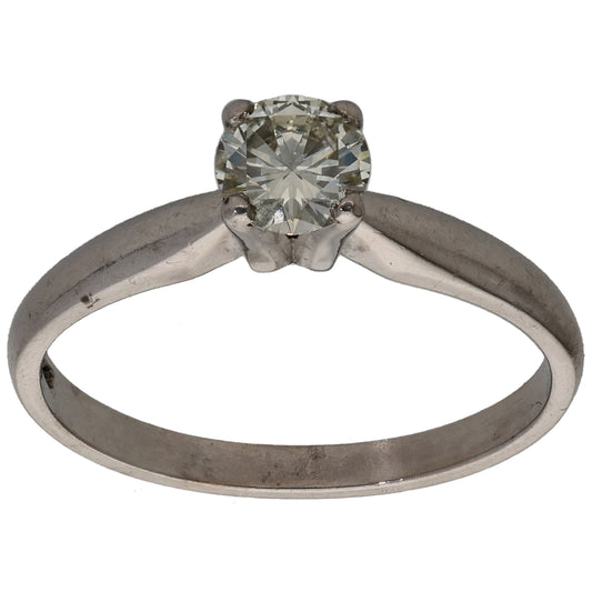18ct White Gold 0.52ct Diamond Solitaire Ring Size O