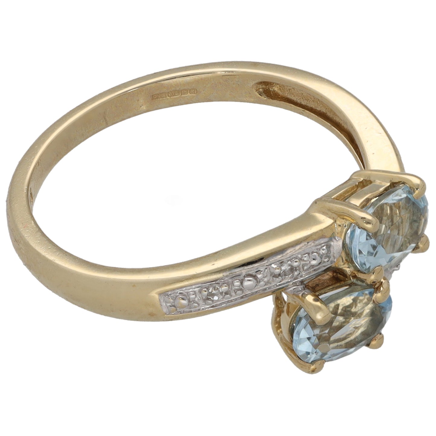 9ct Gold Aquamarine & 0.02ct Diamond Dress/Cocktail Ring Size O