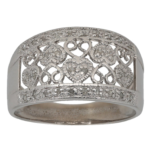 9ct White Gold 0.15ct Diamond Cluster Ring Size O