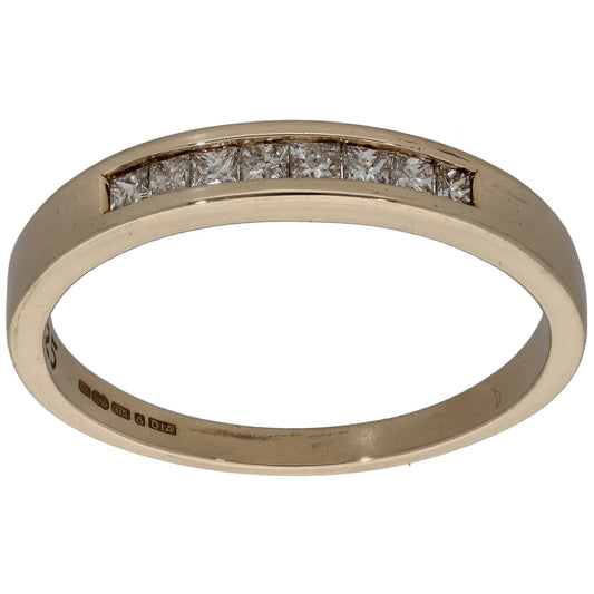 9ct Gold 0.25ct Diamond Half Eternity Ring Size P