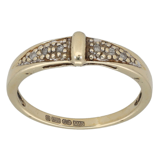 9ct Gold 0.03ct Diamond Half Eternity Ring Size N