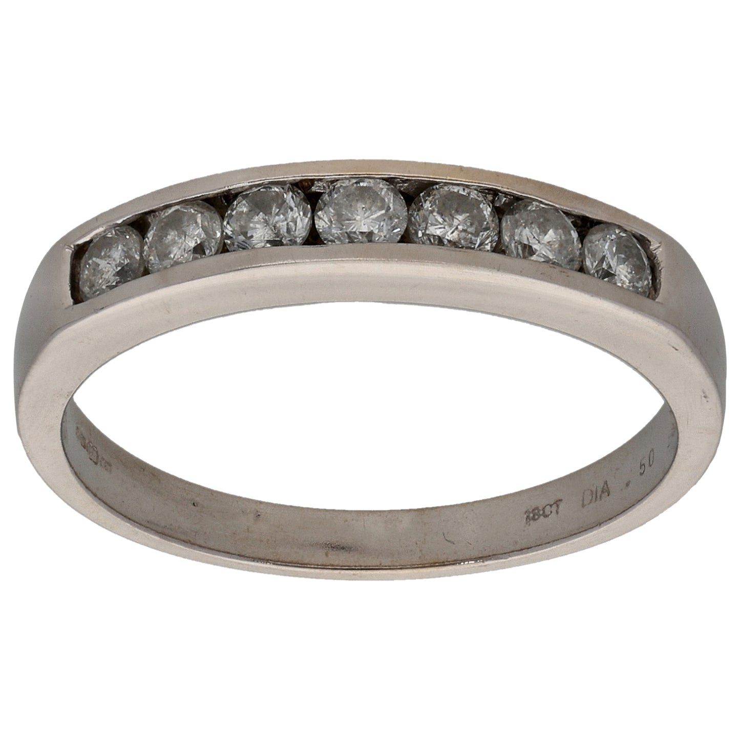 18ct White Gold 0.50ct Diamond Half Eternity Ring Size P