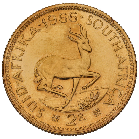 22ct Gold South Africa 2 Rand Coin 1966