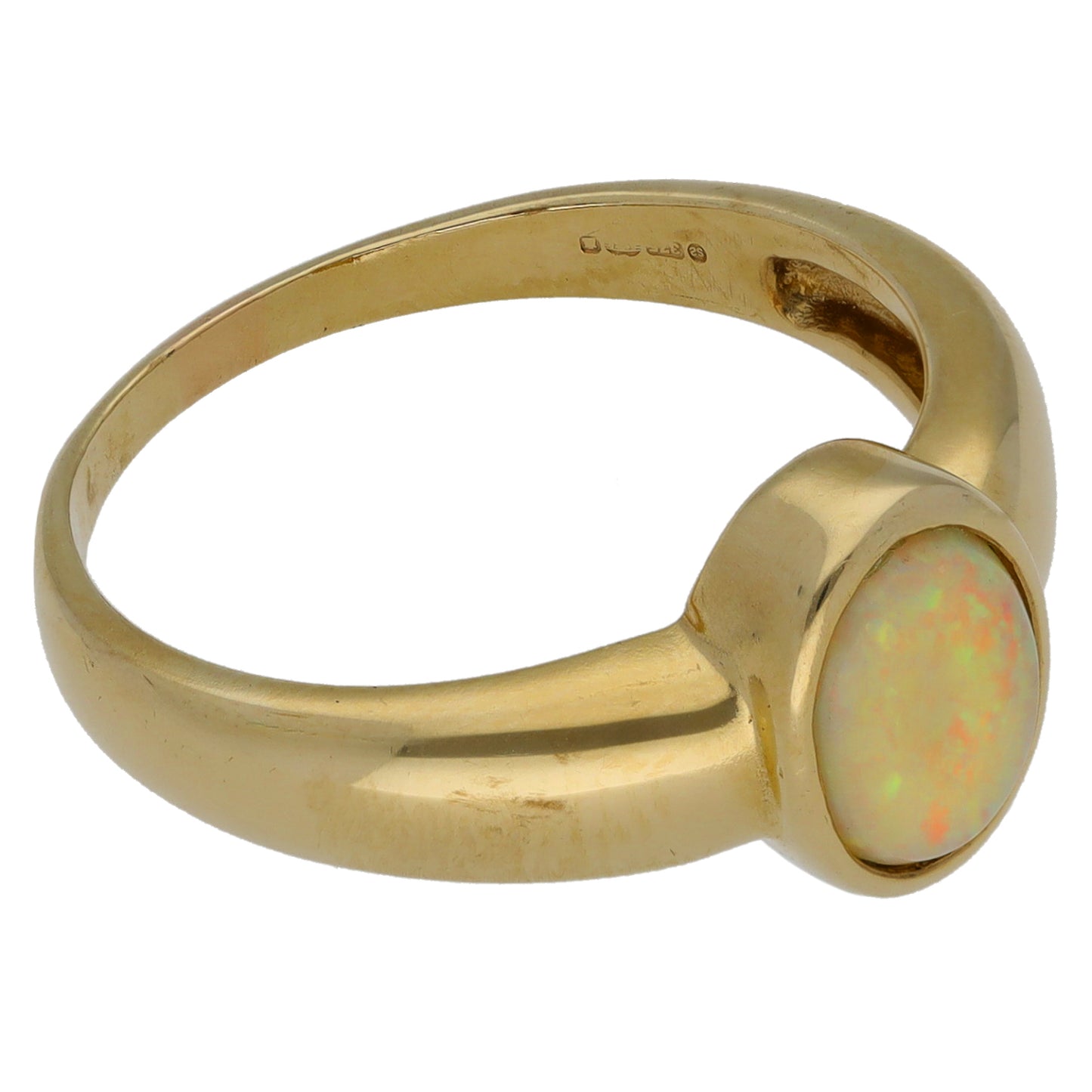 9ct Gold Opal Single Stone Ring Size O