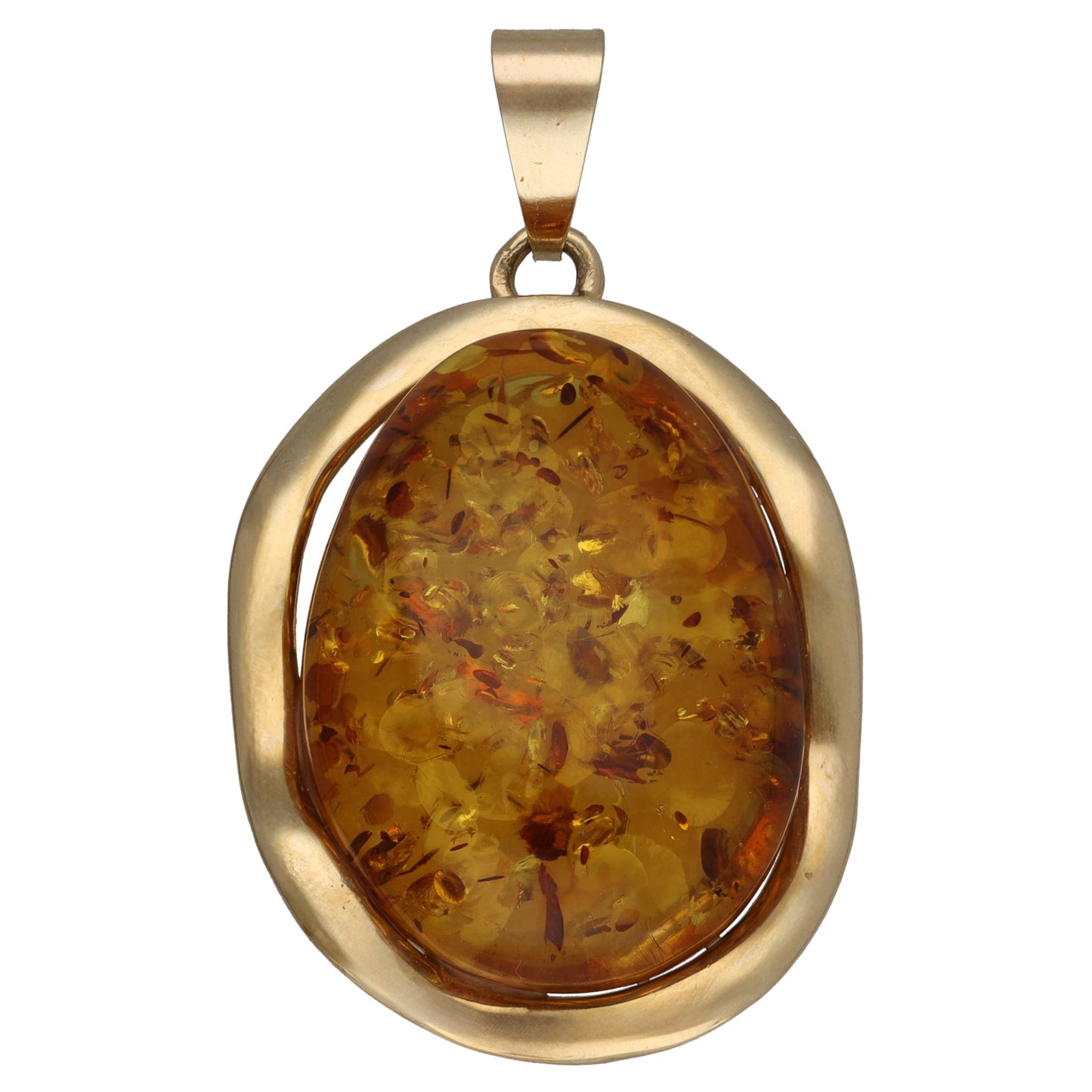 9ct Gold Amber Single Stone Pendant