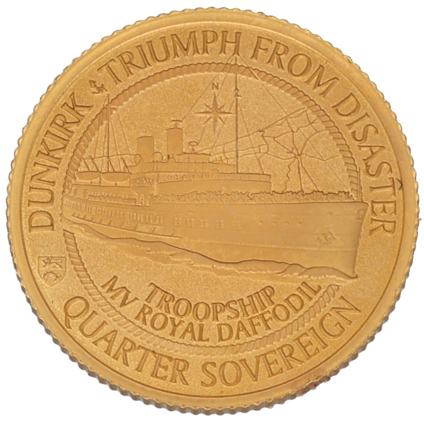 22ct Gold Dunkirk Triumph From Disaster Quarter Sovereign Coin 2020