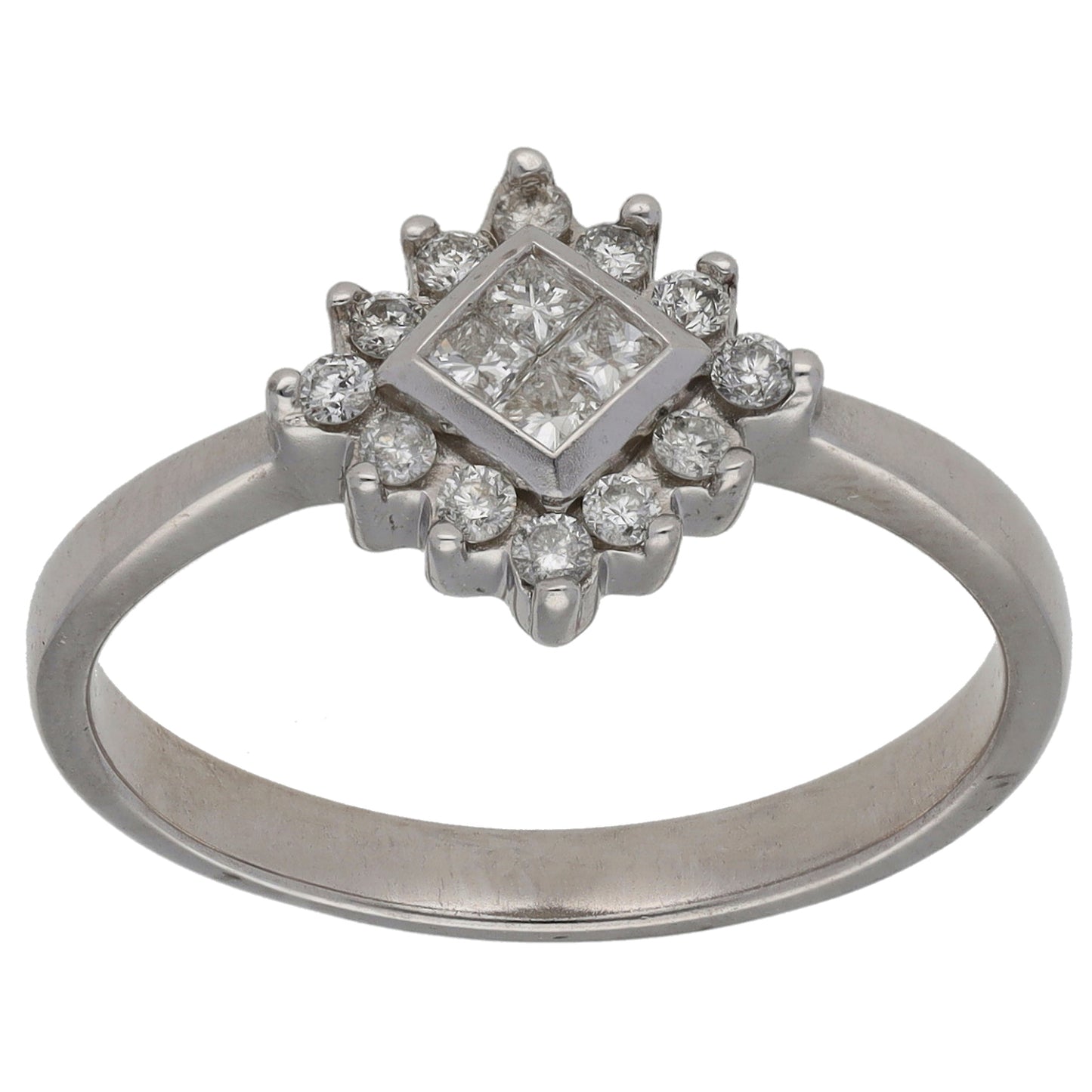 18ct White Gold 0.32ct Diamond Cluster Ring Size Q