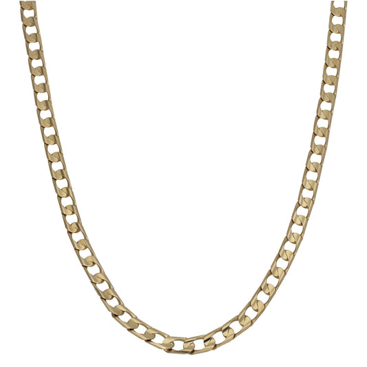 9ct gold curb chain necklace with box clasp, 18 in length