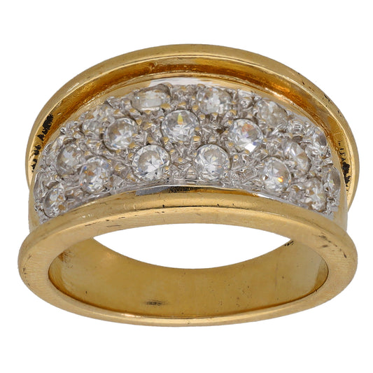 9ct bicolour gold CZ cluster ring with clear stones