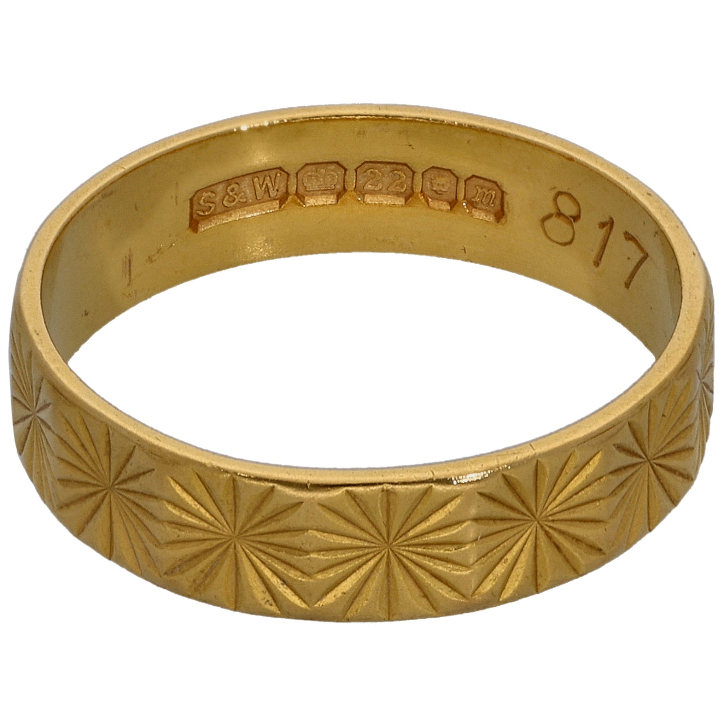 22ct Gold Patterned Wedding Ring Size N