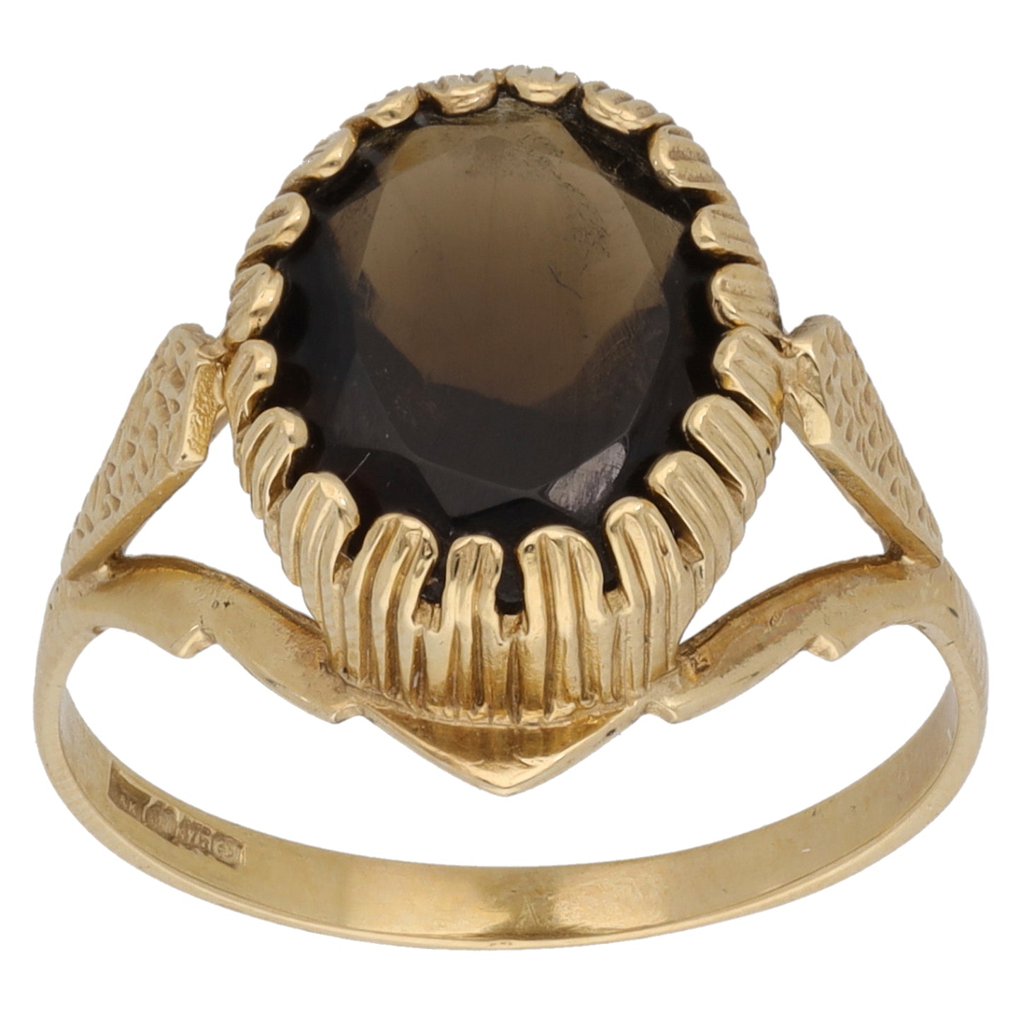 9ct Gold Smoky Quartz Single Stone Ring Size P