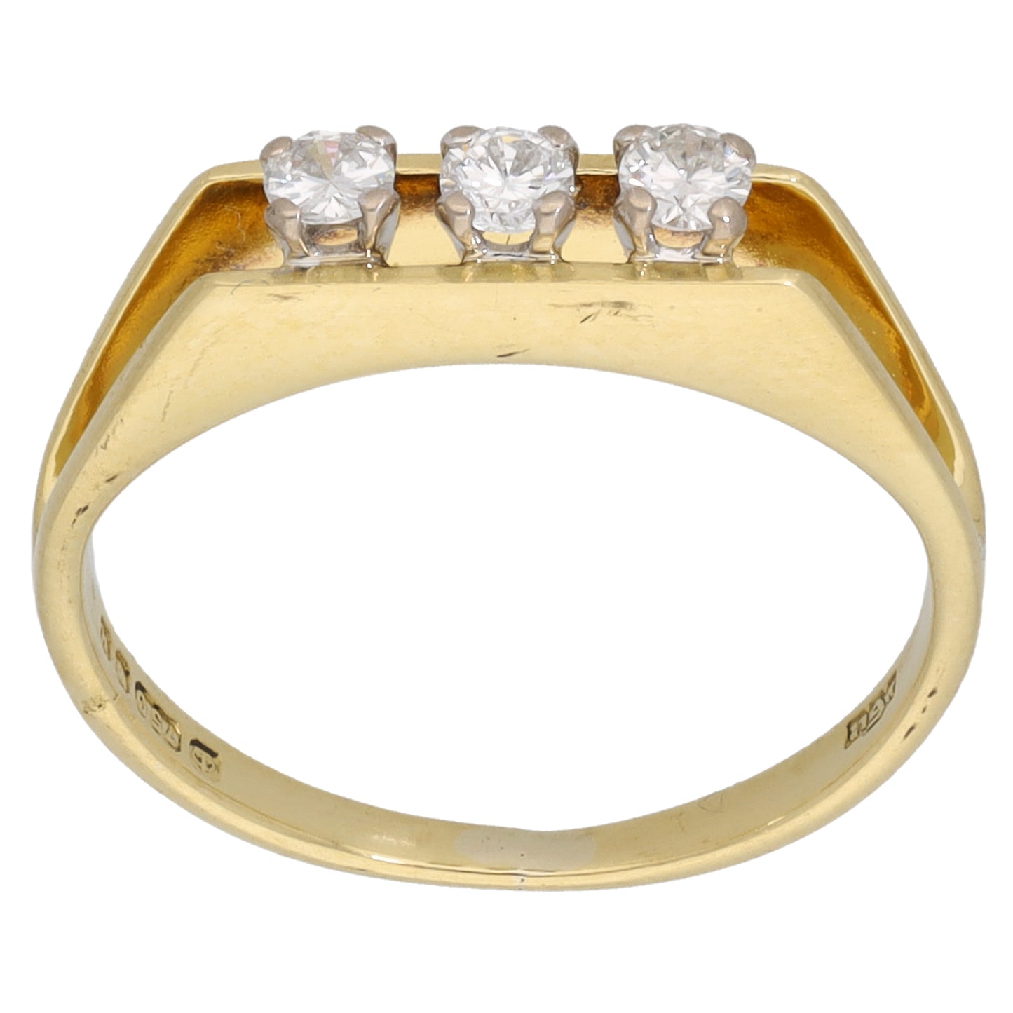 18ct Gold 0.15ct Diamond Trilogy Ring Size K