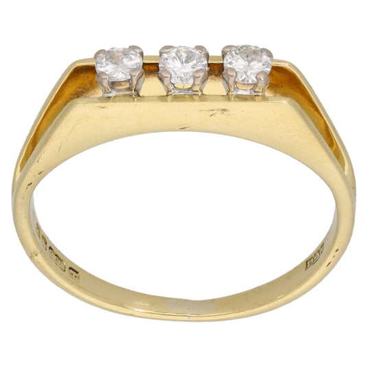 18ct Gold 0.15ct Diamond Trilogy Ring Size K