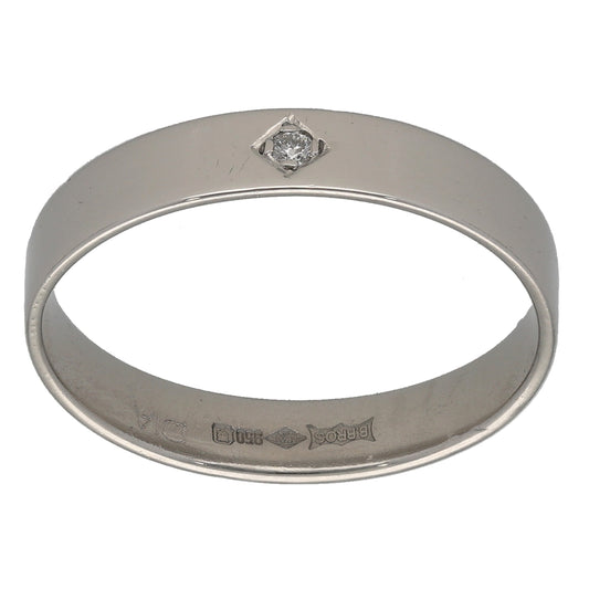 Platinum 0.02ct Diamond Plain Wedding Ring Size R