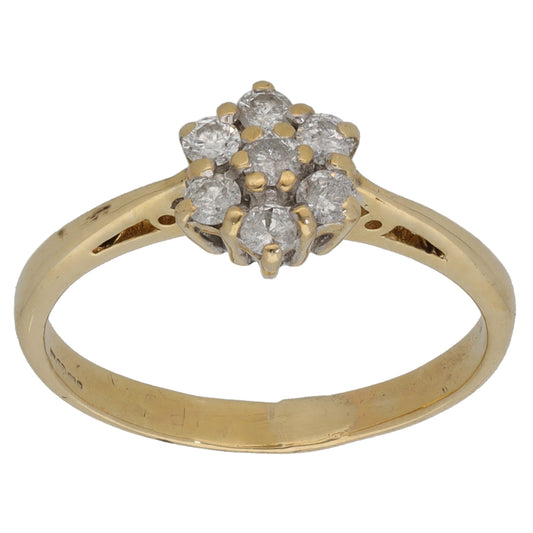 9ct Gold 0.28ct Diamond Cluster Ring Size O