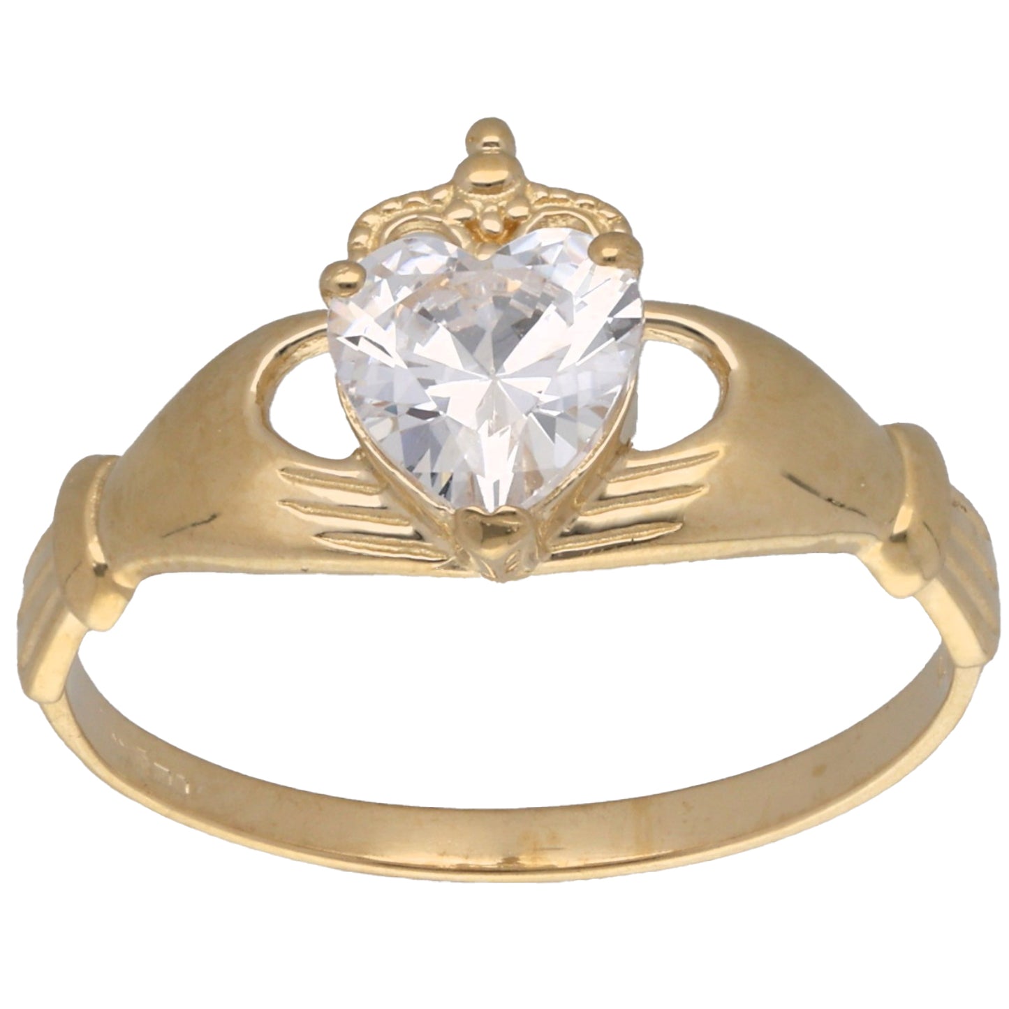 New 9ct Gold Cubic Zirconia Claddagh Ring