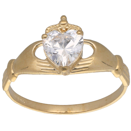 New 9ct Gold Cubic Zirconia Claddagh Ring