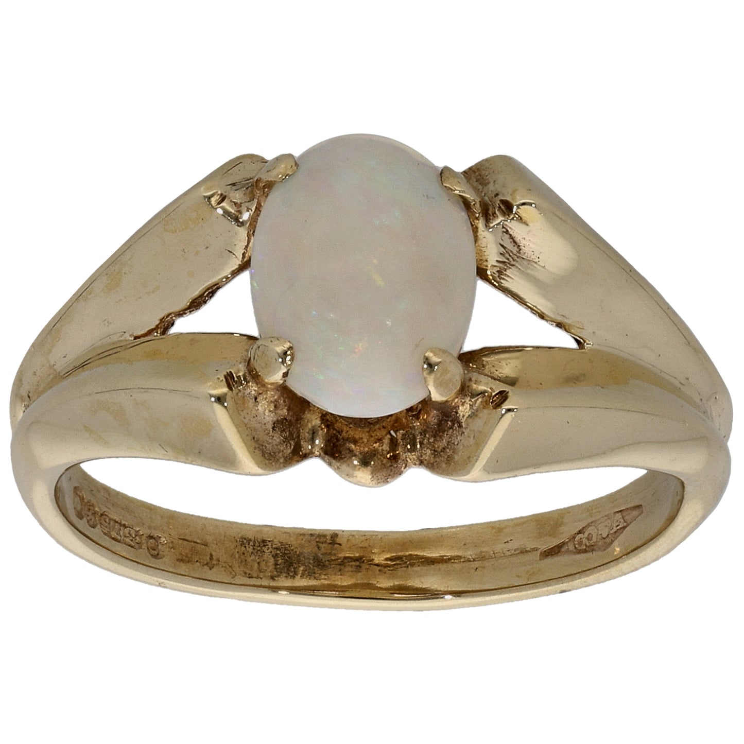9ct Gold Opal Single Stone Ring Size O