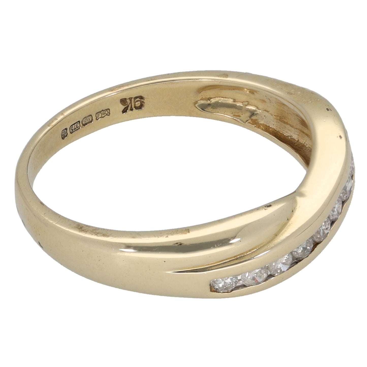 9ct Gold 0.25ct Diamond Half Eternity Ring Size P