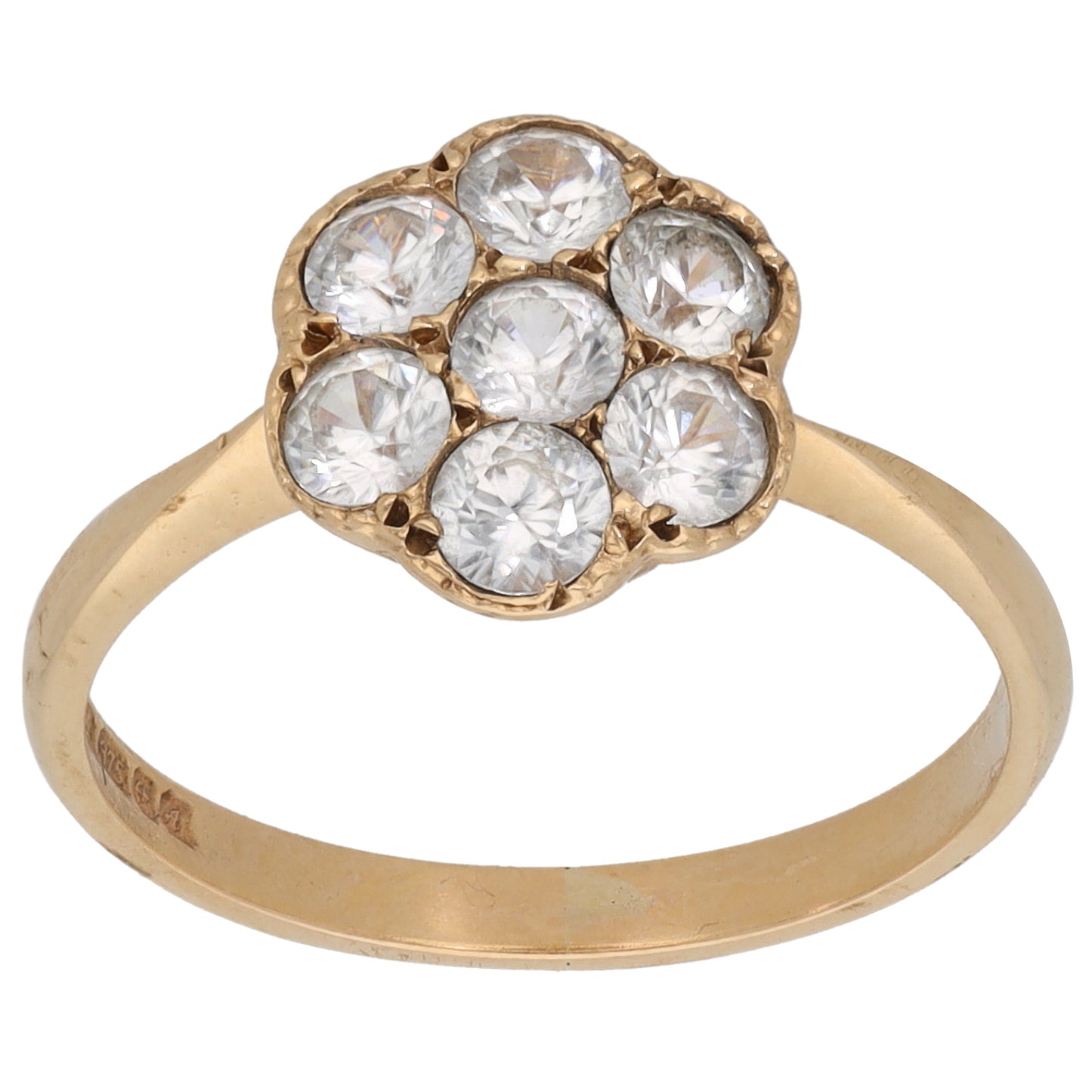 9ct Gold Cubic Zirconia Cluster Ring Size M