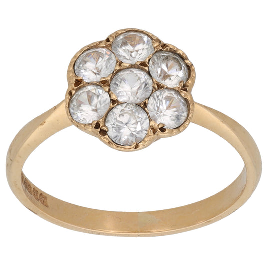 9ct Gold Cubic Zirconia Cluster Ring Size M