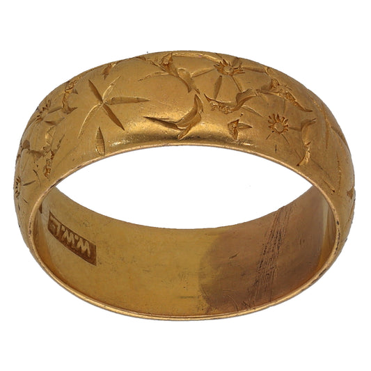22ct Gold Patterned Wedding Ring Size M