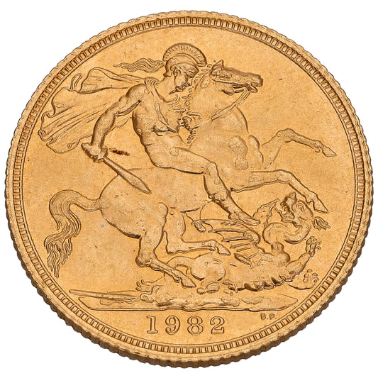 22ct Gold Queen Elizabeth II Full Sovereign Coin 1982