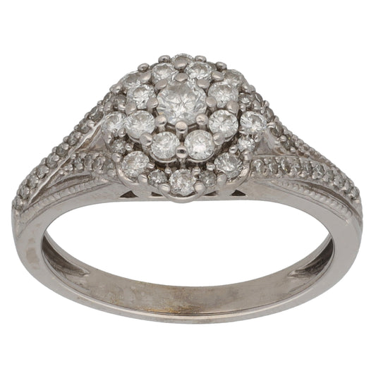 9ct White Gold 0.61ct Diamond Cluster Ring Size K
