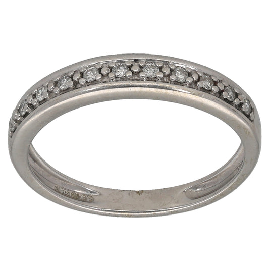 9ct White Gold 0.10ct Diamond Half Eternity Ring Size M