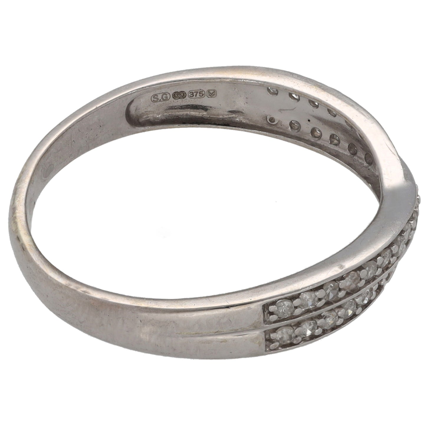 9ct White Gold 0161ct Diamond Dress/Cocktail Ring Size P