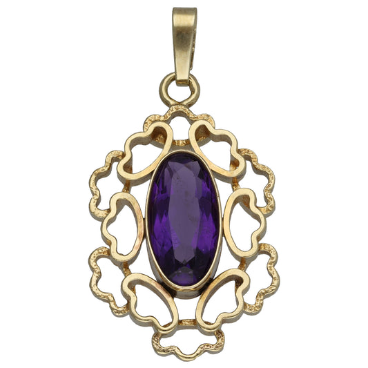 9ct Gold Amethyst Single Stone Pendant