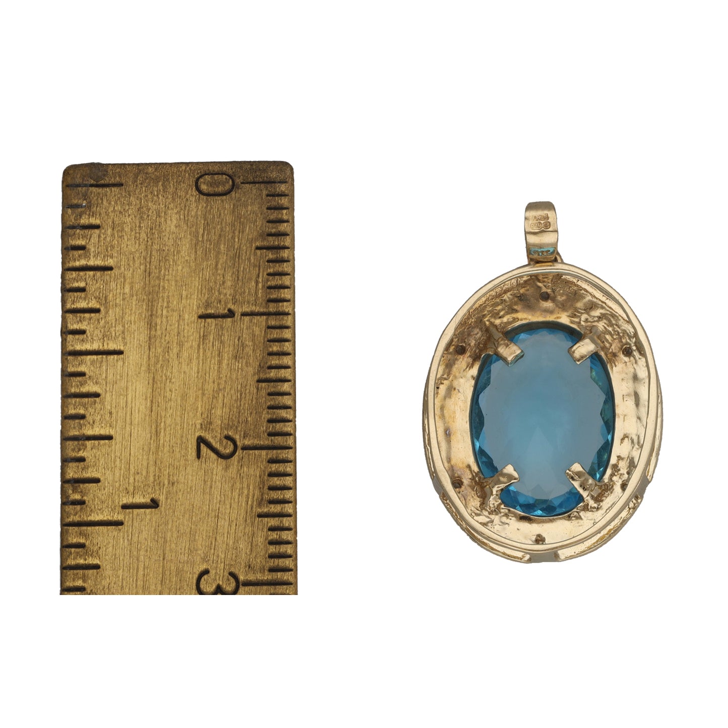 9ct Gold 0.03ct Diamond & Imitation Gem Dress/Cocktail Pendant