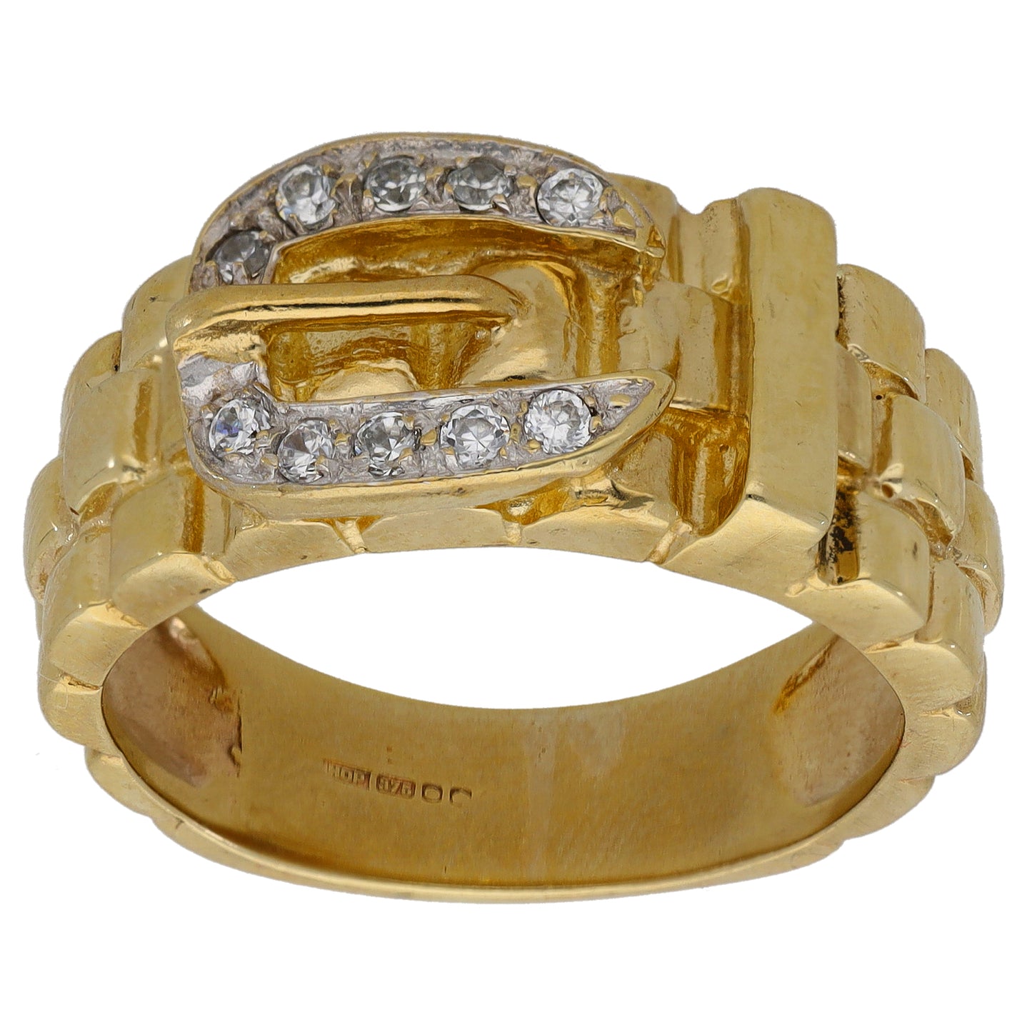 9ct Gold Cubic Zirconia Buckle Ring Size V