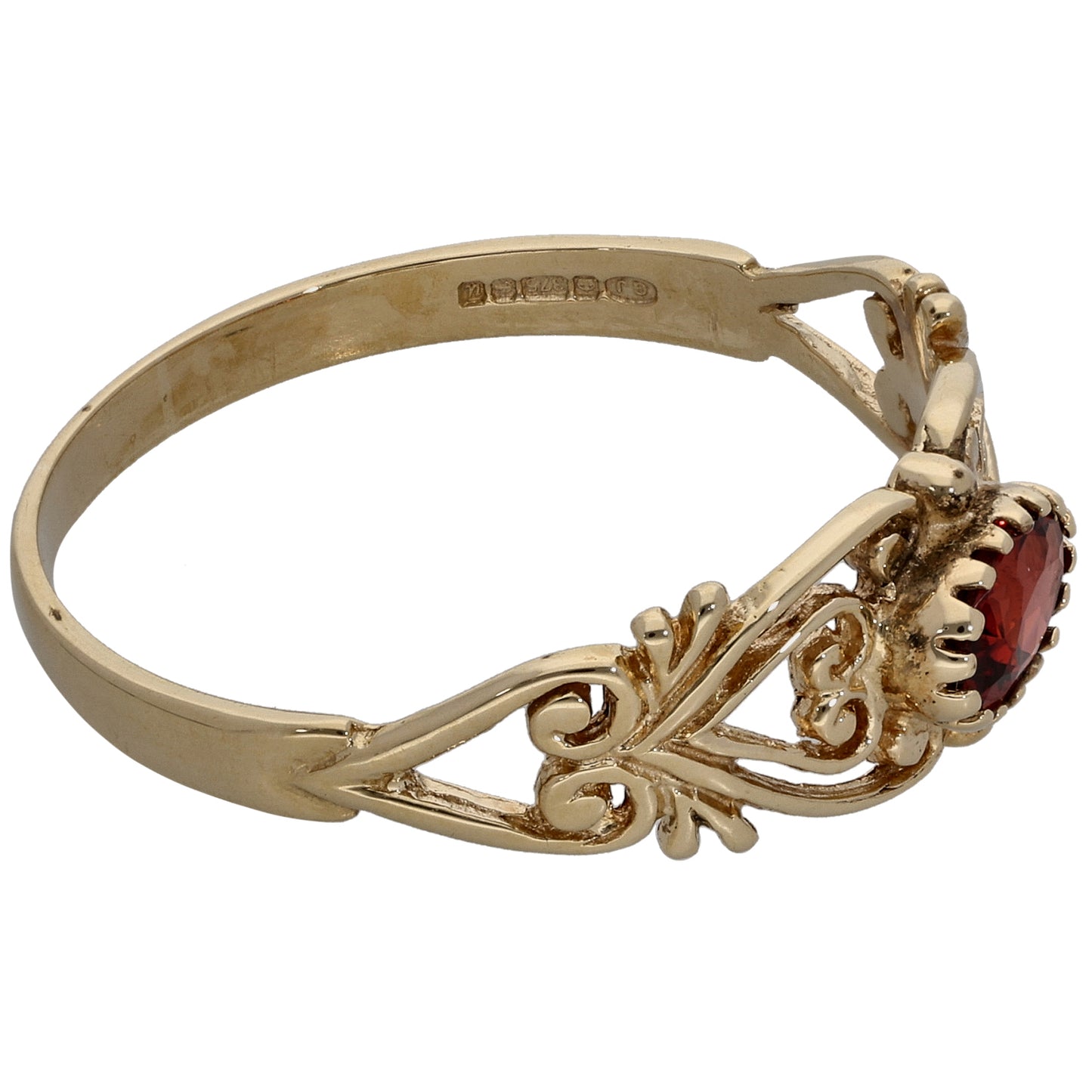 9ct Gold Garnet Single Stone Ring Size U