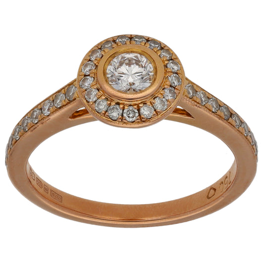 18ct Gold 0.43ct Diamond Solitaire Ring With Accent Stones Size L