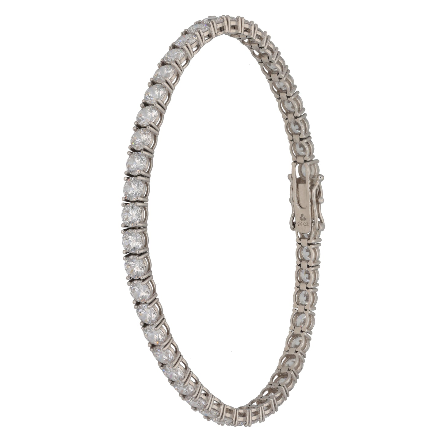 9ct White Gold Cubic Zirconia Line/Tennis Bracelet