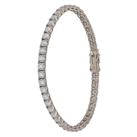 9ct White Gold Cubic Zirconia Line/Tennis Bracelet