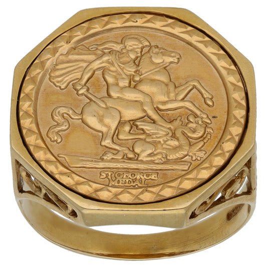 9ct Gold St George Ring Size U