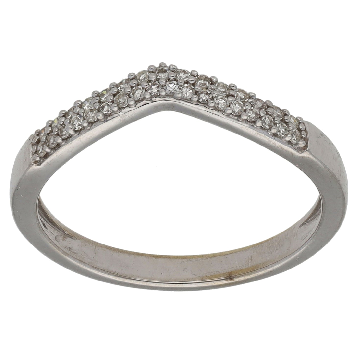 9ct White Gold 0.15ct Diamond Wishbone Ring Size O