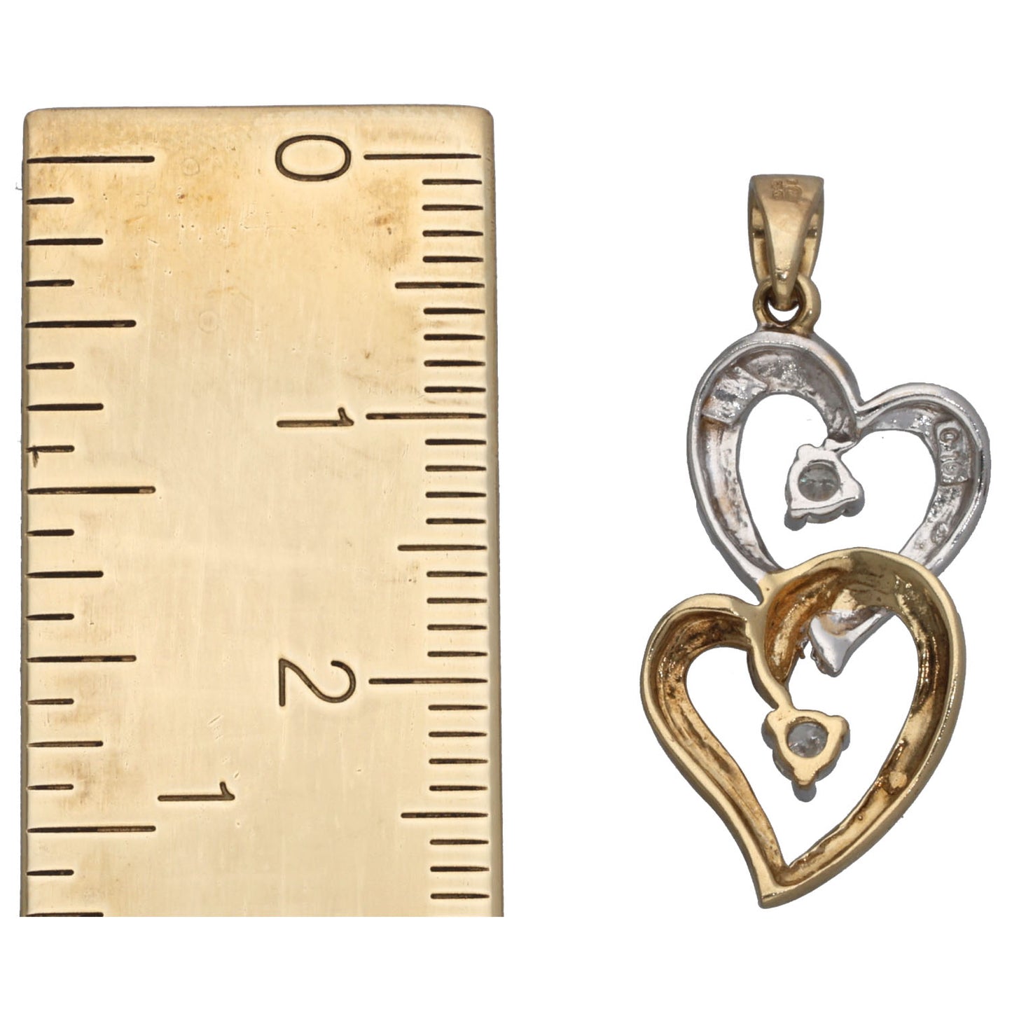 9ct Bi-Colour Gold 0.10ct Diamond Heart Pendant