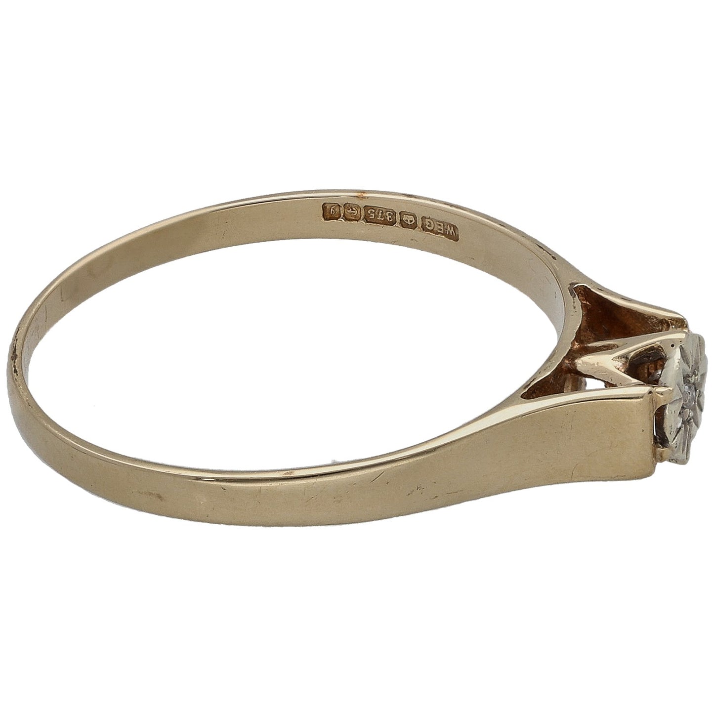 9ct Gold 0.005ct Diamond Solitaire Ring Size Q