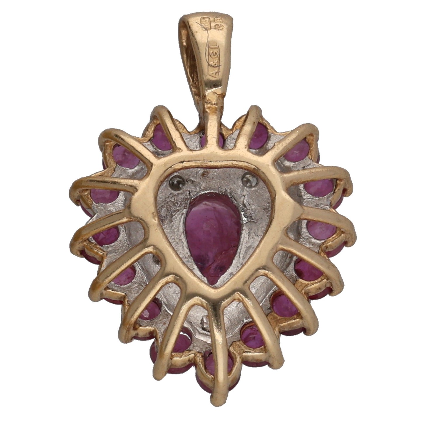 9ct Gold Ruby & 0.025ct Diamond Dress/Cocktail Pendant